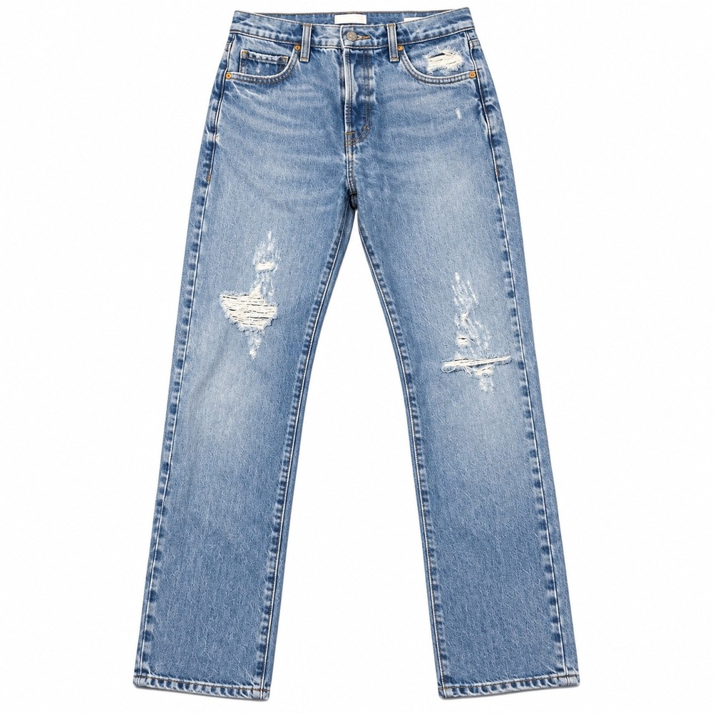 Frame Jeans Womens SZ 30 Le Slouch Light Wash Distressed Hem Cotton Button Fly